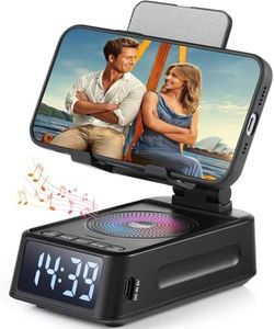 Gifts for Men Women, IFKOO Cell Phone Stand with Bluetooth Speaker and Clock, Birthday Gifts for Men Him, Phone Holder with Wireless Speaker, Dad Mom Husband Gifts, Cool Gadget for Men