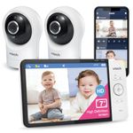 VTech RM7764-2HD 1080p Smart WiFi Remote Access 2Camera BabyMonitor, 360° Pan&Tilt, 10X Zoom, 7" 720p HD Display, HD NightVision, Soothing Sounds, 2-Way Talk, Temperature&Motion Detection, iOS&Android