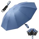 PALAY® Large Umbrella for Men Women with Reflective Strap, 50'' Automatic Open/Close Windproof Travel Folding Umbrella, Reinforced 10 Dual Ribs, 99 UV Protection Umbrella with Carabiner Handle Design