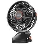 COSTAR Mini Portable Clip Fan Battery Operated, USB Night Light, 8 inch Table Fan, 5-Speed Rechargeable Fan with Less Vibration, 360° Rotate Personal Mini Fan Detachable Clean for Home Office Camping (Black)