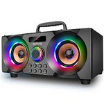 60W(80W Peak) Portable Bluetooth Speaker with Subwoofer Heavy Bass, Wireless Speakers Bluetooth 5.0, Support FM Radio, MP3 Player, EQ,LED Colorful Lights, Loud Stereo Speaker for Home, Party, Outdoor