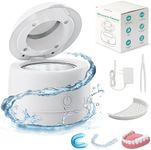 YWAUOU Ultrasonic Retainer Cleaner Machine, 45kHz/25W Denture Cleaner, 2 Modes Mouth Guard Cleaner for Aligner, Night guard, Braces, and Jewelry Cleaner