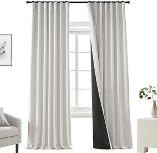 PANELSBURG Blackout Curtains 96 Inches Long Ceiling Track for Curtains Pleated Curtains with Hooks Floor to Ceiling Curtains Lined Curtains Double Layer Curtains, Off White