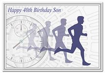 Special 40th Birthday Cards for him - Unusual Unique Cool 40 year old man (Son 40th Bday Card - Running theme)