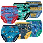 FLYISH DIRECT Potty Training Pants, Reusable Training Pants for Toddlers, 6 Packs of Car Potty Trainer Underwear for Boys, 4 Years, Blue Car