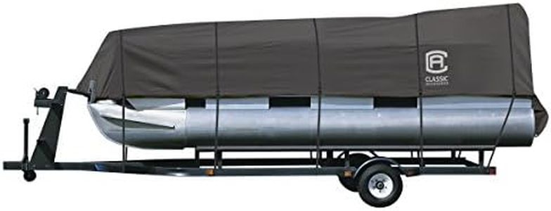 Classic Accessories StormPro Pontoon Boat Cover, Fits Pontoon Boats 21' - 24' L x 102" W, Trailerable Boat Cover with Advanced Fabric Coating Technology (Charcoal)