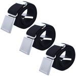 Boy Kids Magnetic Buckle Belt - Adjustable Elastic Child Belts for Girls, 3 Pieces (Black)