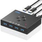 eKL USB 3.0 Switch 4 Computers Sharing 4 USB Peripheral Devices Switcher Hub for PC Laptop Mouse Keyboard Scanner Printer with 3.5mm Headphone Jack and One Button Swapping