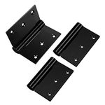 3pcs Self-Closing Stainless Steel Door Hinge Spring Door Hinge Heavy-Duty Thickness 3mm (3inch, Black)