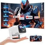 [180°Adjustable Stand] HIPPUS Smart Mini Projector with WiFi and Bluetooth, Full HD 1080P 4K,Outdoor Portable Projector,300ASIN LM, Auto Keystone, 2.4G/5G Wi-Fi6,Android 11.0 (White)