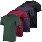 Big and Tall King Size Mens Quick Dry Dri Fit Active Wear Workout Running Training Athletic Performance Short Sleeve Crew Pocket T-Shirt Undershirt Essentials Top Tee ropa Hombre- Set 2, 3X