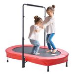 VEVOR Kids Trampoline, 56x36 inch Indoor Outdoor Trampoline, Foldable Mini Trampoline with Handle, Rebounder Trampoline for Toddlers, Birthday Gift for 3+ Years Children, Boys Girls for Fun, Red
