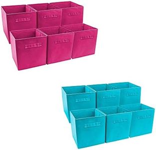 Sorbus Foldable Storage Cube Basket Bin (Set of 12, 6 Pink, 6 Aqua)