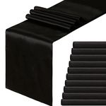 Satin Table Runners 10 Packs 12x108 Inches Black Table Runners Rectangle Smooth Silk Fabric for Birthday Parties Fall Table Decorations