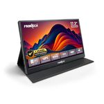 FRONTECH 17.3" Portable LED Monitor | Full HD 1920×1080 IPS Display | 60Hz Refresh Rate | Mini HDMI & Dual Type-C Ports | Built-in Speaker | Kickstand Cover | External Laptop Monitor (MON-0084)