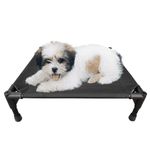 Love&go Elevated Dog Bed with Metal Frame, Cooling Raised Pet Cot for Dog and Cat (S - Black Bed, Small - 48x48x14 cm)