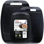 Neoflam Microban Antimicrobial Plastic Chopping Board 3 Sets BPA Free Non-Slip EZ Handle Dishwasher Safe with Juice Groove