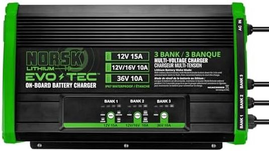 Norsk Lithium EVO-TEC™ 12V+12V/16V+36V – 3 Bank Selectable On-Board Charger | Marine Battery Charger for LiFePO4, AGM, and Deep-Cycle Batteries | Waterproof | Wake Mode