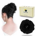 Sanas 1 Pc Hair Extensions And Wigs Women's and Girl's Synthetic Hair Bun Extension Rubber Bands Extension, Add Volume to Hair Bun Juda Rubber Band 1Pc (Black)