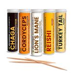 Shroomeaz Infused Flavored Toothpicks (100 Picks - 5 Packs - Variety- Vanilla, Honey, Chocolate, Orange, Mint)