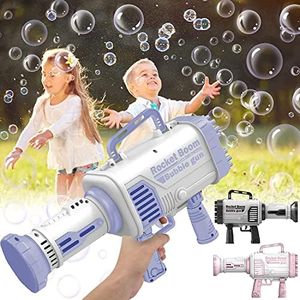 Rocket Boom Bubble Gun - DIY Gatling Bubble Machine with 44-Hole for TIK Tok, Rocket Launcher Bubble Machine for Adults Children Playing and Indoor Outdoor Party Wedding Social Outing (Purple)