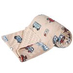 DaysU Silky Micro Soft Plush Baby Blankets for Boys with Print Car Pattern and Soothing Raised Dots, Double Layer Bed Throws for Baby Crib, Car, Pale Khaki, 30x40 Inches