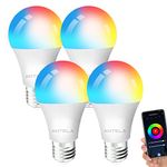 ANTELA Smart Bulb E27 Alexa WiFi Light Bulbs, 9W 1000LM LED Screw Bulb, 2700K-6500K RGB Multicolored Dimmable, Smart Life App Control, Compatible with Alexa, Google Home, No Hub Required, 4 Packs