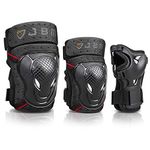 JBM Adult BMX Bike Knee Pads Elbow Pads Wrist Guards Protective Gear Set for Biking, Riding, Cycling and Multi Sports, Scooter, Skateboard, Bicycle, Rollerblades (Black, Youth)