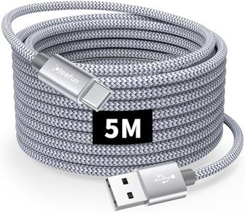 CLEEFUN 5m Extra Lungo Cavo USB C, 3A Cavo USB A a Tipo C di Ricarica Rapida in Nylon Compatibile per Galaxy S10 S20 S21 S9 S8 Plus S10e, A21s A40 A41 A50 A51, M-OTO,S-Ony, L-G, Xpexia xz