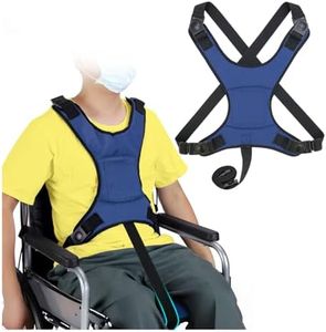 Wheelchair Seat Belt Restraints Safety for Elderly Wheelchair Harness Adult Seatbelt Medical Hospital Straps Vest Soft Chest Lap Buddy Chairs Seniors Disable Patients Prevent Sliding (Blue)