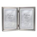 Lawrence Frames Antique Pewter 5x7 Hinged Double Picture Frame, Bead Border Design