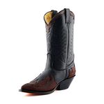 Grinders Arizona Black Burgundy Real Leather Cowboy Boot Slip On Pointed Boots New Western Fashion Stylish Unisex Hand Crafted Shoes (UK 9 /EU 43)