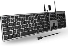 Macally Premium Wired USB C Keyboard with USB Ports - Connect Up to 3 Devices - (2X USB-A |1x USB-C Ports) - Wired Keyboard for Mac Mini/Pro, iMac, Macbook, iPad, and PC - Full Size Type-C Keyboard