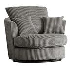 New Luxor Grey Fabric Swivel Chair Jumbo Cord Fabric Single Seater 360 Rotation (Grey, Swivel Chair)