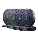 AmStaff Fitness 2" Crumb Rubber Bumper Plates for Weightlifting, Cross Training, Home Gym, Less Impact, Absorb Bounce & Shock (250lbs - set)