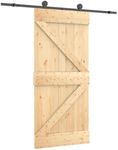 vidaXL Solid Pine Wood Sliding Door Kit – Rustic Interior Barn-Style Door with Powder-Coated Steel Hardware, 95x210 cm