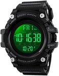 Men's Analog Digital Waterproof Sports Watch Military Multifunction Dual Time Stopwatch Alarm Back Light 50M Water Resistant Watch (B Black)