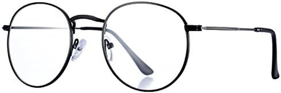 Pro Acme Classic Round Metal Clear Lens Glasses Frame Unisex Circle Eyeglasses (Black)