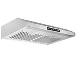 EVERKITCH 30 Inch Under Cabinet Range Hood Kitchen Vent Hood,Built in Range Hood for Ducted and Ductless in Stainless Steel, with Permanent Stainless Steel Filters