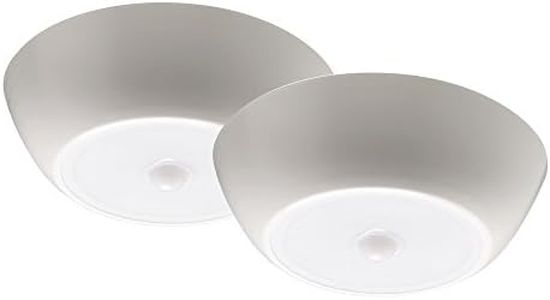 Mr. Beams MB990-WHT-02-01 UltraBright Wireless Battery Powered Motion Sensing Indoor/Outdoor LED Ceiling Light, 300 Lumens, White, 2-Pack, Pack of 2