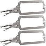 KEILEOHO 3 PCS 18 Inch C Clamp Welding Pliers with Swivel Pads, Heavy Duty Locking Pliers, Woodworking Clamps Set, Adjustable Nickel Plated C Pliers for Wood Working, Welding, Electrician Maintenance