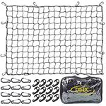 DEDC 4' x 6' Cargo Net for Pickup Truck Bed Stretches to 12' x 18',Universal Heavy Duty Truck Bed Cargo Net for Trailer 4”x4” Latex Bungee Mesh Cargo Net for SUV/Trailer/Ford/Dodge RAM/Chevy/Toyota