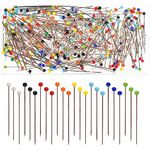 Sewing Pins, 300Pcs Straight Pins 38mm, Glass Head Pins, Dressmaking Pins Coloured Heads, Quilting Pins with Colored Ball Glass Head for Fabric, Jewelry DIY, Craft and Sewing Project