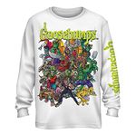 Goosebumps Mens Horror Mask Shirt Book List Front and Back Mens Long Sleeve T-Shirt, White, Large