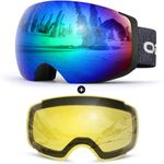 Odoland OTG Ski Goggles Set with Detachable Lens, Frameless Interchangeable Magnetic Lens for Skiing Skating Snowboard, Anti-Fog and UV400 Protection Snow Goggles for Men and Women