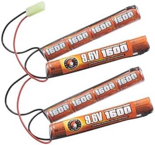 Lancer Tactical Nimh Airsoft Battery Compatible with Lancer AEG Airsoft,Pack of 2 (9.6V, 1600 mAh Nunchuck)