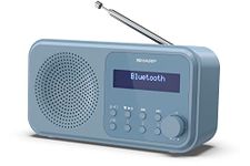 SHARP DR-P420(BL) Tokyo Portable Digital Radio With Bluetooth 5.0, Mono DAB+/FM Audio Player, Compact & Lightweight, USB/Battery Powered, Dual Alarm Clock & 40 Pre-Sets - Steel Blue