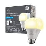 GE Cync Soft White Direct Connect Smart Bulbs (2 LED A19 Light Bulbs), 60W Replacement, Bluetooth-WiFi Enabled, Works with Alexa, Google Assistant Without a Hub