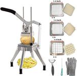 Commercial Vegetable Fruit Chopper, Professional Potato Slicer, Manual Veggie Chopper Cutter Machine, French Fry Cutter Kitchen,Stainless Steel Blades with 3 Replacement (1/4"+3/8"+1/2" Blades)