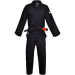 Fuji BJJ Gi - Original Brazilian Jiu Jitsu Uniform w/Free White Belt (Black, A0)